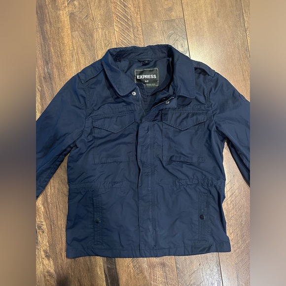 Express Women Long Sleeve Pockets Windbreaker Jacket Black Size Small Navy - Picture 1 of 5